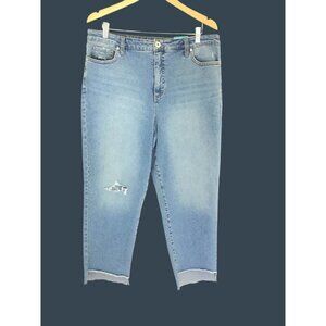 STYLE & CO -DISTRESS STRAIGHT LEG HIGH RISE SHARK BITE HEM JEANS SIZE 18-NWT
